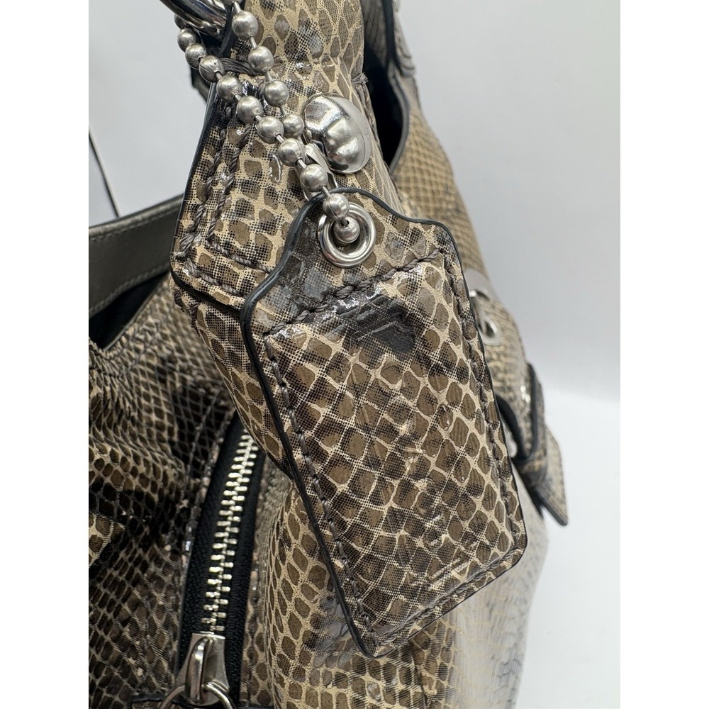 Coach Soho Lynn Faux Python Embossed 3 Compartment Snakeskin Hobo Purse Handbag - Picture 7 of 16